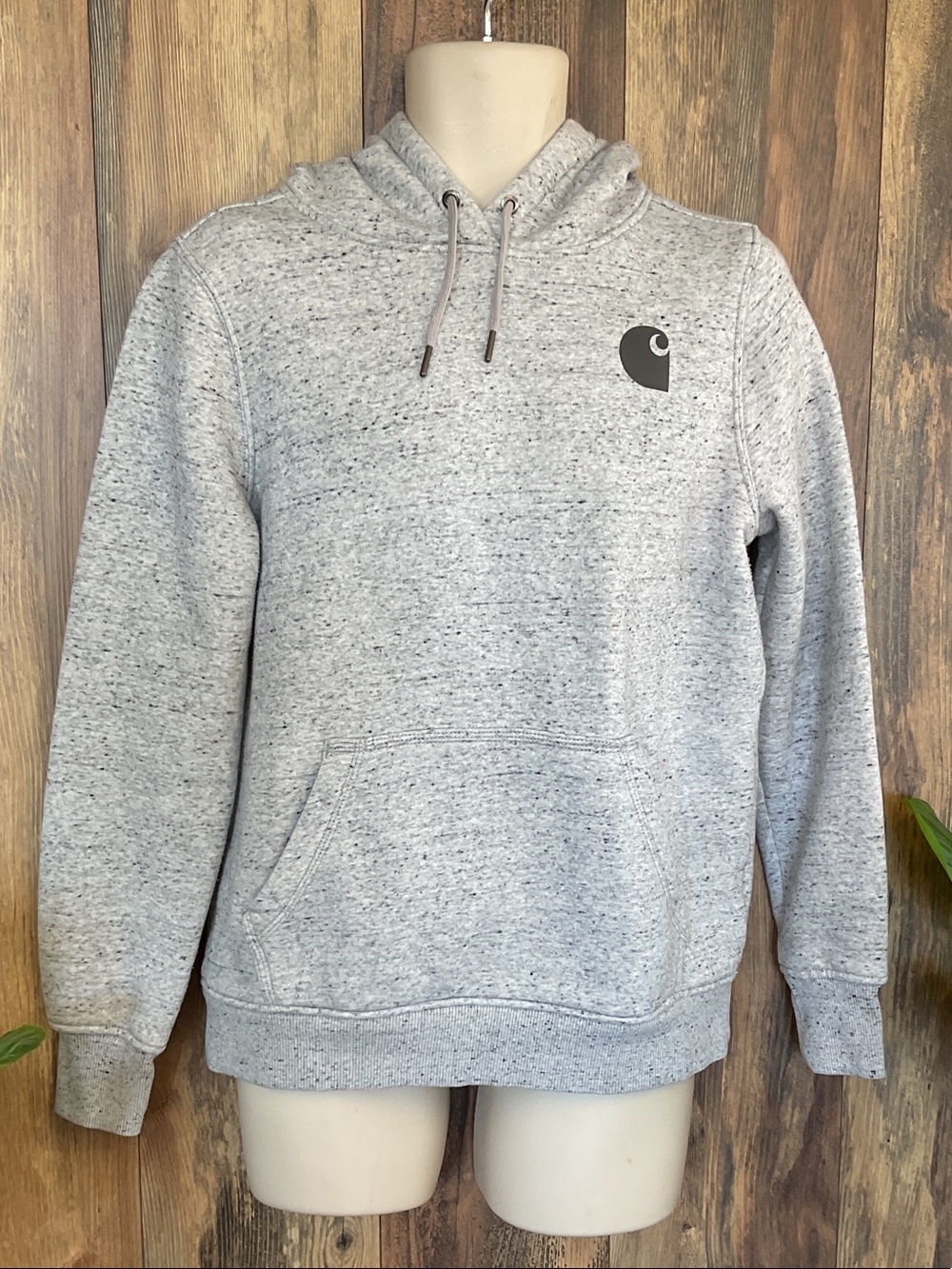 Carhartt Light Gray Speckled Logo Pullover Relaxed Fit Hoodie M    481B